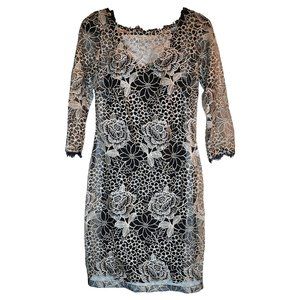 Gold Floral Shimmering Lace Dress